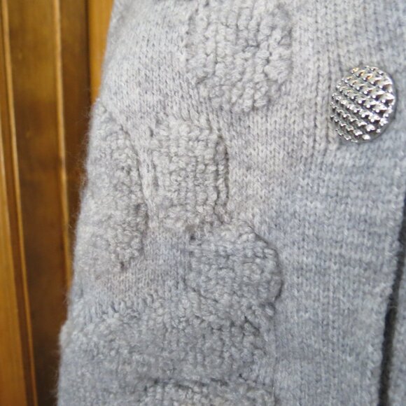 Elena Wang Light Grey Cardigan Sweater Buttons Size Large - Picture 4 of 11